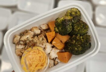 Spicy Chicken Loaded Sweet Potatoes with Broccoli