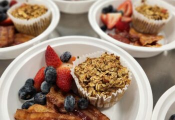 Apple Cinnamon Oat Muffin with Bacon and Berries