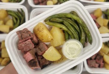 Steak Potatoes Green Beans with Herb Aioli