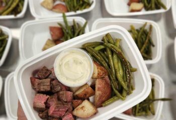 Steak Potatoes Green Beans with Herb Aioli
