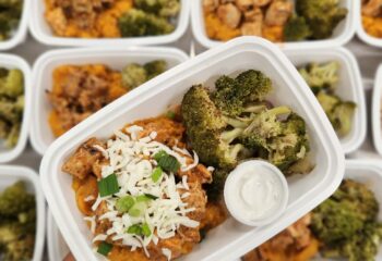 Buffalo Chicken Loaded Mashed Sweet Potato