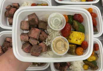 Mediterranean Steak with Hummus and Tzatziki